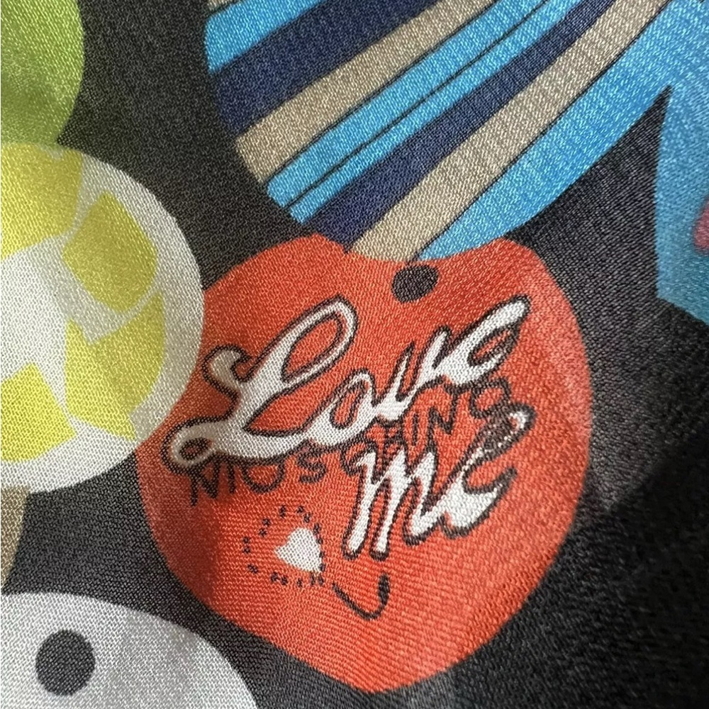 Moschino Silk Peace and Love Activist Button Scarf. - Picture 10 of 13